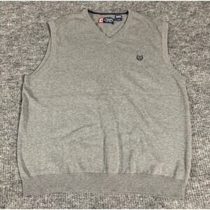 Chaps Sweater Vest‎ Mens L Gray Sleeveless Crest Golf Preppy Luxury Academia
